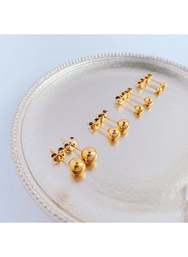 Ucanbe Minimalist Titanium Steel Gold Ball Stud Earrings for Women 3mm/4mm/5mm/6mm Small Elegant Studs (Pair) - Image 4
